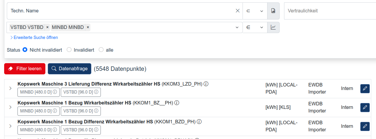 Archivcode Datenpunktsuche