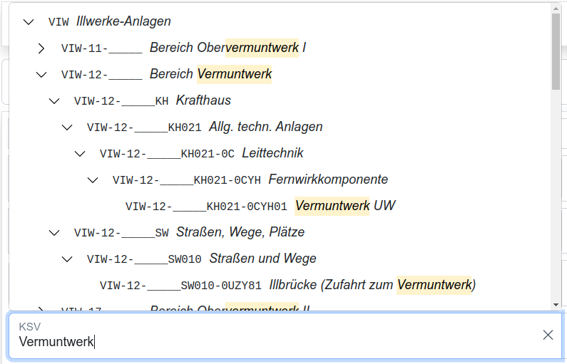 Textsuche im KSV-Feld